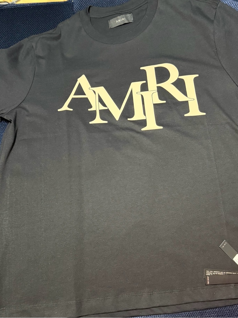 AMIRI Black Tee with Cream Logo authentic